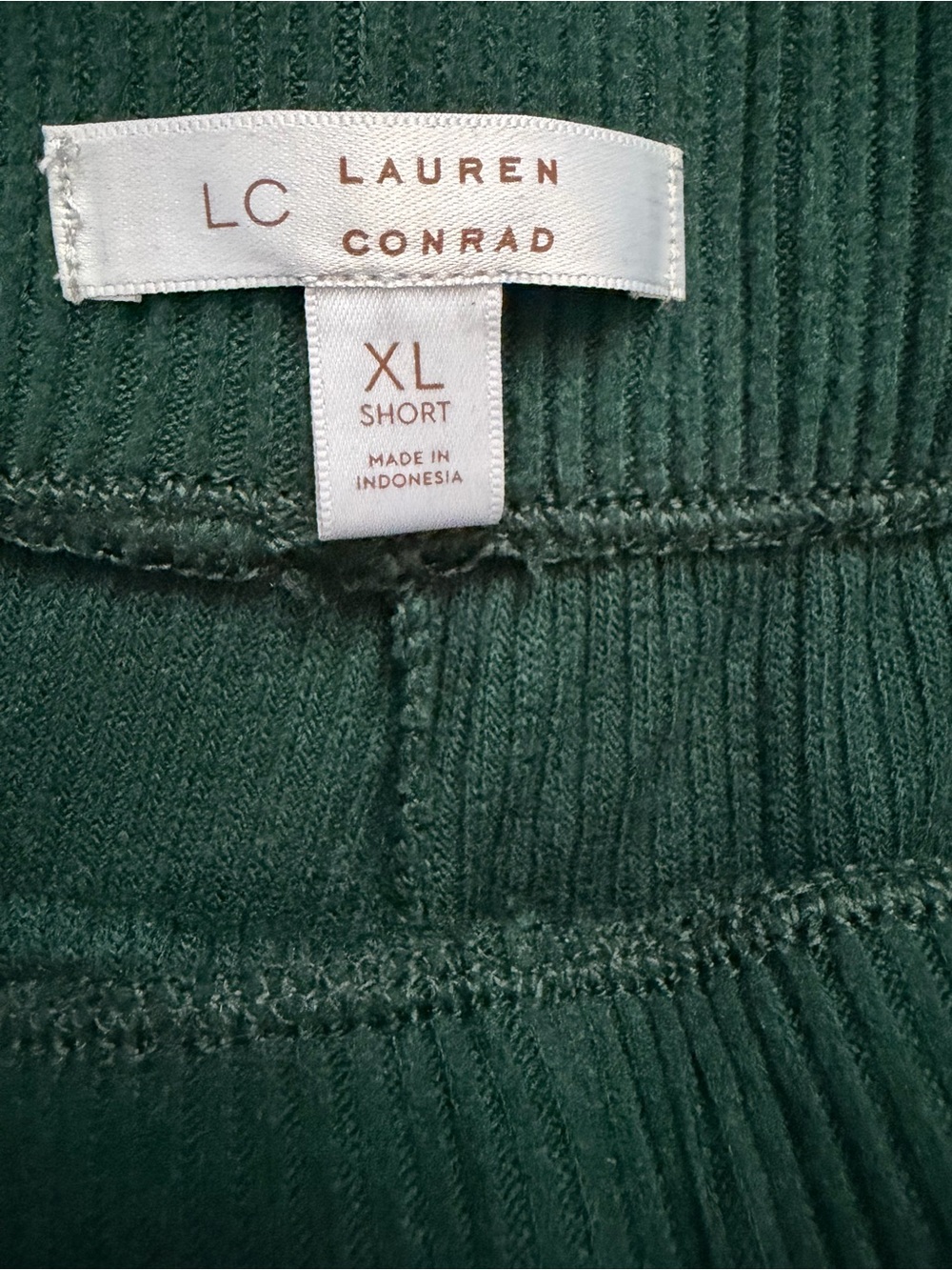Wide-Leg Ribbed Pants - Dark Green - Picture 5 of 6